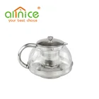 stainless steel and glass teapot transparent coffee pot teapot with infuser