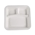 Custom reusable eco-friendly biodegradable disposable sugarcane bagasse hamburger boxes food container tray box