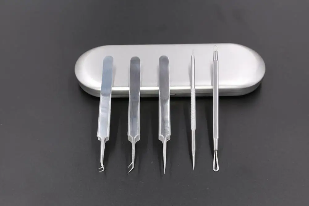5 piece stainless steel needle acne acne blackhead acne clip tool suit spot wholesale tin acne needle