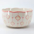 Round flower shape utensils set soup container beautiful red ceramic bowl