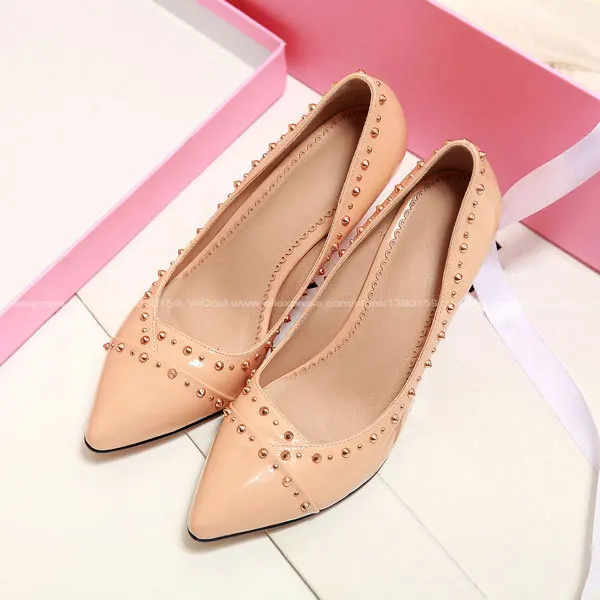 2015 Spring Women Nude Pumps Sexy Pointed High Heels Shoes Woman Brand Designer Wedding Party Spike Shoes Scarpe Donna