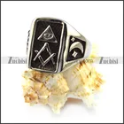 Masonic Jewelry Silver Fine Engraved Triangle Eye Masonic Black Enamel Signet Ring