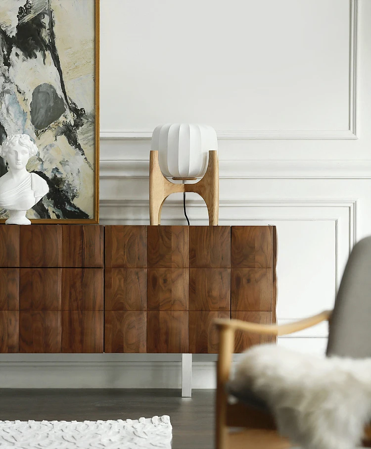 industrial style creative villa room decoration bedroom bedside white cloth wooden table lamp