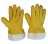 Cotton jersey liner latex full coated crinkle finish safety cuff work gloves