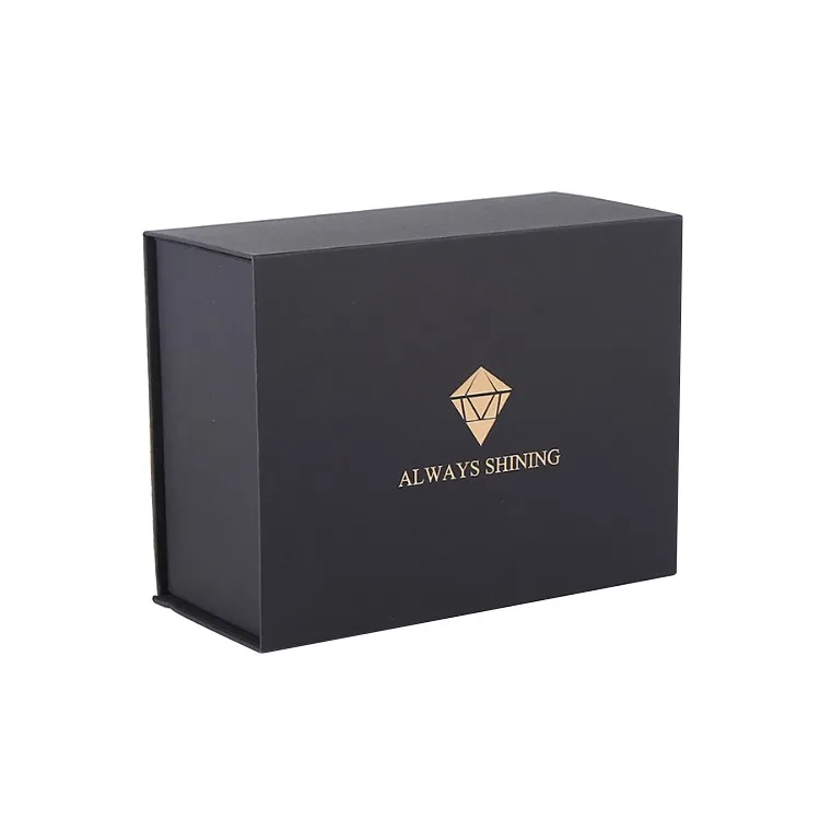 custom logo matte black large hard paper magnetic gift box