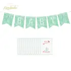 Cactus Themed Green Fishtail Flags Garland and Greeting Cards set For Baby Shower Party