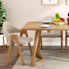 Jasiway minimalist rectangular dining table burlywood dinner table in natural finish with 2 chairs