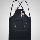 2018 High quality black vintage canvas leather work apron