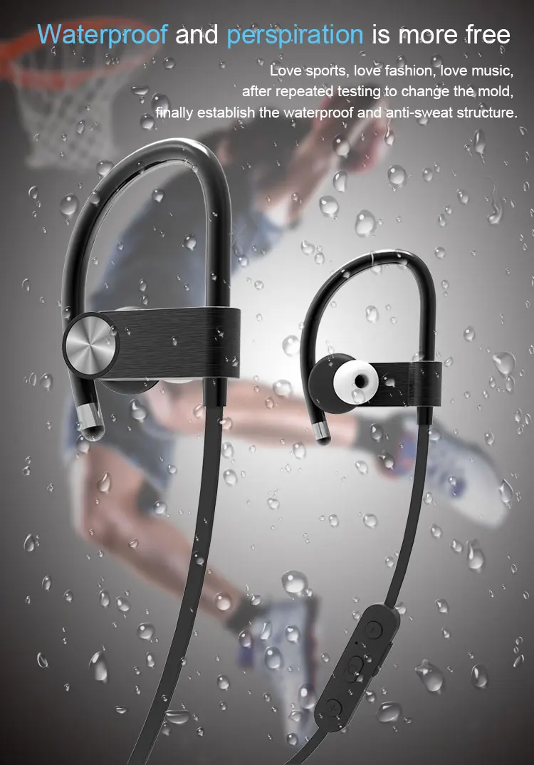 Amazon U8s Bluetooths 4.1 Sport Earphone Handfree Wireless Bluetooths Headset Earphones with Mic Ear-hook - ANKUX.COM