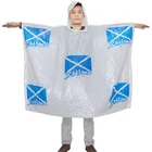 white disposable rain poncho/rain coat with hood and logo