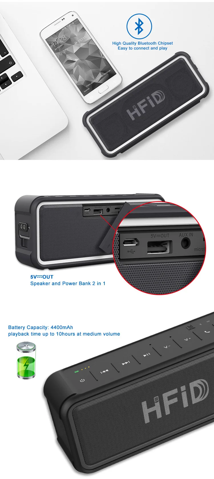 powerbank 2018 private label wireless IP67 dustproof waterproof bluetooth speaker - ANKUX.COM