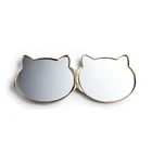 Custom round metal cute cat compact makeup pocket mirror
