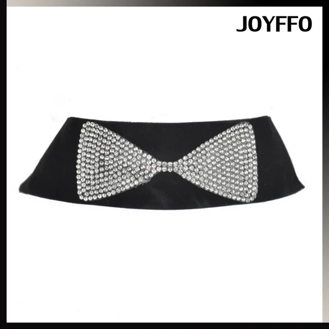 jewelry luxury crystal bowknot black velvet choker necklace for