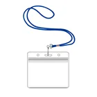 Clear Plastic Name Tag Holder with Lanyard Large Horizontal 3x4 ID Badge Holder Waterproof PVC ID Card Holder