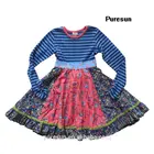 2017 remake kids girls 100% cotton clothing lcasual fall winter boutique flower dress