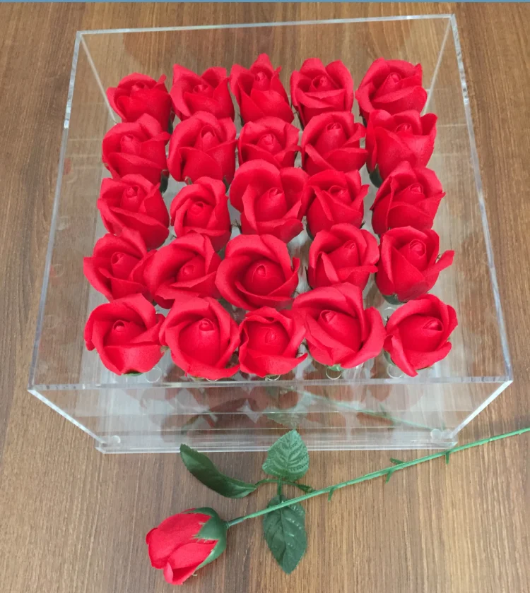 Custom made waterproof transparent acrylic flower box for rose