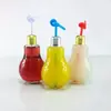 New Design Screen Printing Plastic Bottles Wholesale 300ml PET Bulb Shape Beverage Wine Bottle With Light