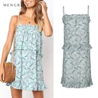 Green chiffon maxi dresses floral print ladies summer dress short