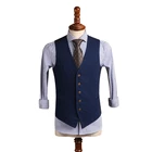 Zhejiang Men's Formal Business Solid Navy Blue Vest