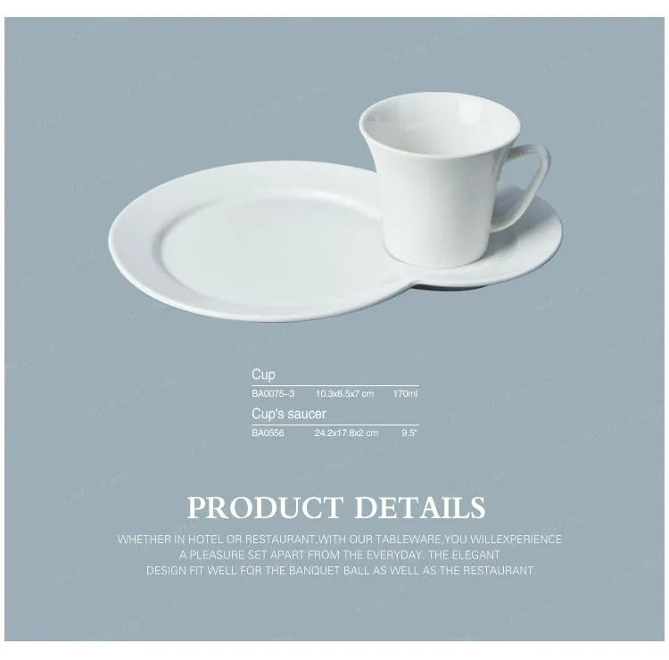 170ml cup with sauce, Free sample eco ware white porcelain coffee mug