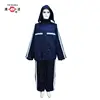 two piece military navy blue rainsuit with reflective stripes