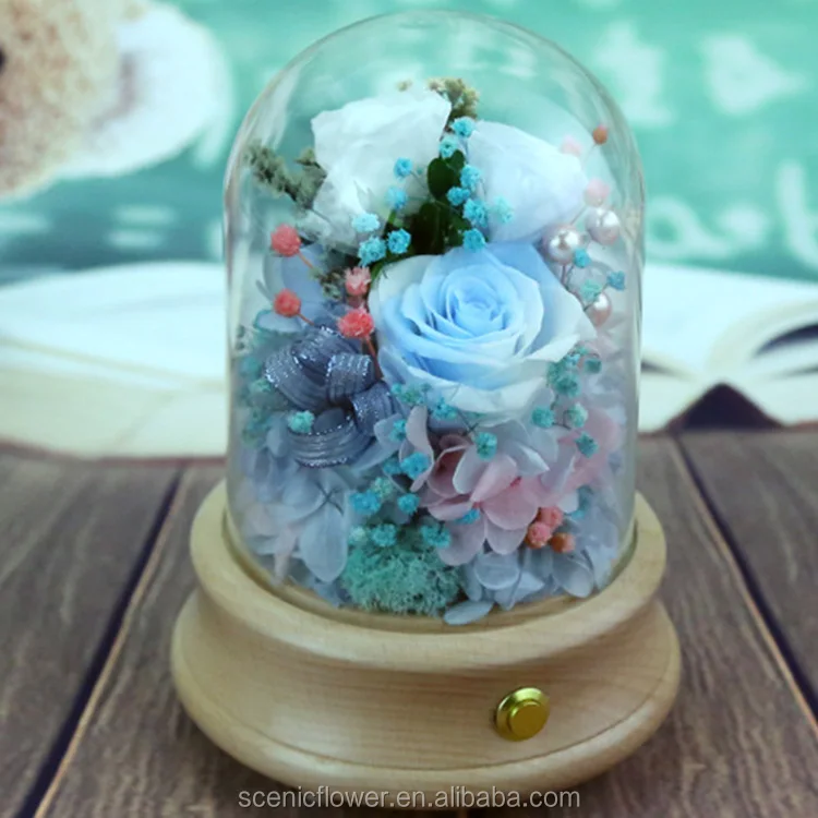 unique valentines gifts preserved rose flower in glass dome with