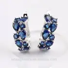 Tanzanite Blue Wholesale 2020 18K Plating Tanzanite Earrings For Women Blue Stone CZ Diamond Hoop Earrings Jewelry