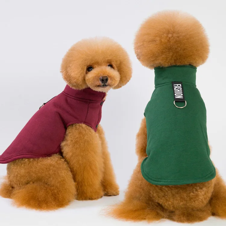 2020 Autumn And Winter New Pet Clothes Pet Sweater Dog Clothes Solid Color Pet Warm Vest Teddy Dog Clothes For Factory