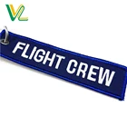 Customized Promotion polyester Embroidery Royal Blue Nickel Plated Ring your own design long Car key keychain fabric