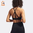 Custom OEM Women Sportswear Strappy Yoga Bra Wholesale Black Nylon Sports Bra With Removeable Padded