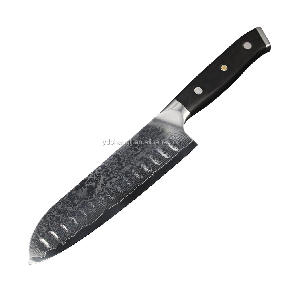 7inch sharp blade 67 layers damascus santoku knife with g10