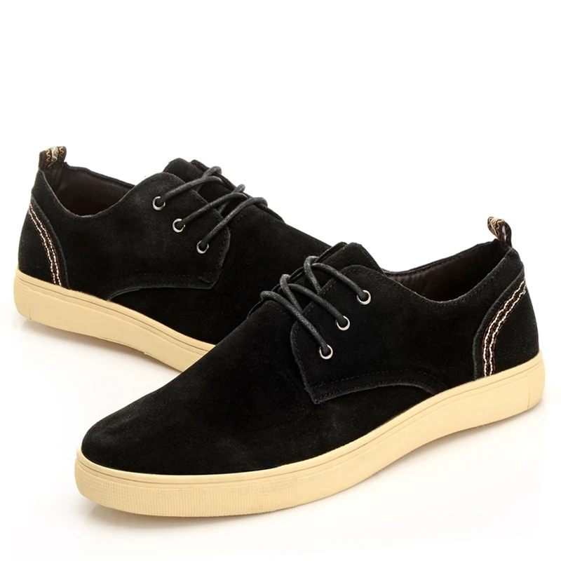 2015 hot sale spring autumn men black rubber solid suede leather men's casual fashion shoes lace-up sapatos masculinos for man