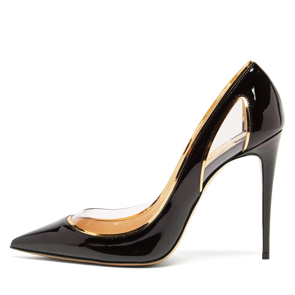 black clear court heels