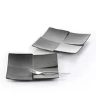 new design 100% melamine black table ware for restaurant modern square food cater plate