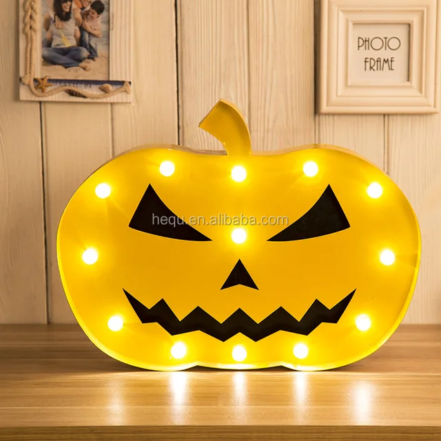 battery powered light up pumpkin lamp matal marquee led metal