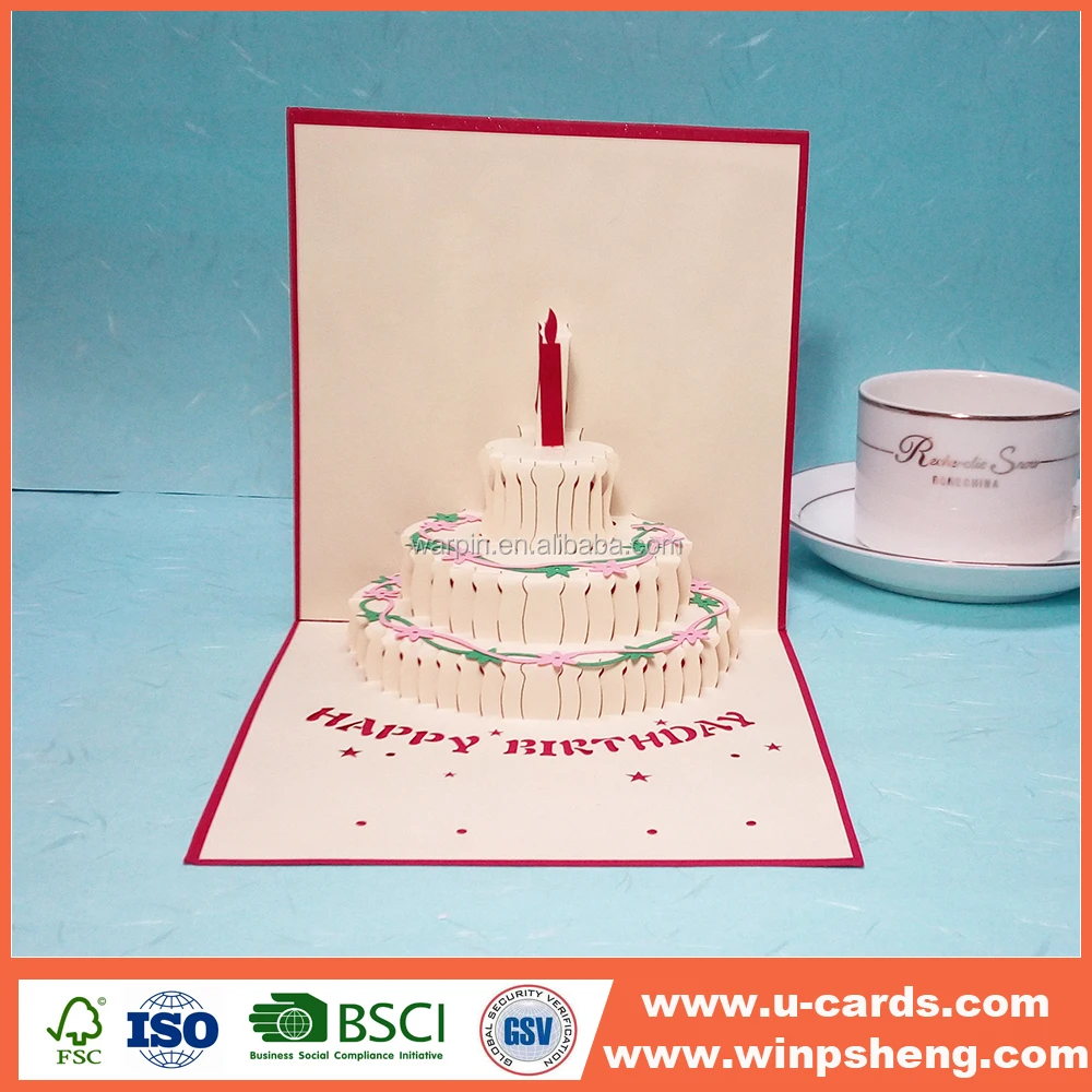 handmade laser cutting 3d happy birthday greeting card with