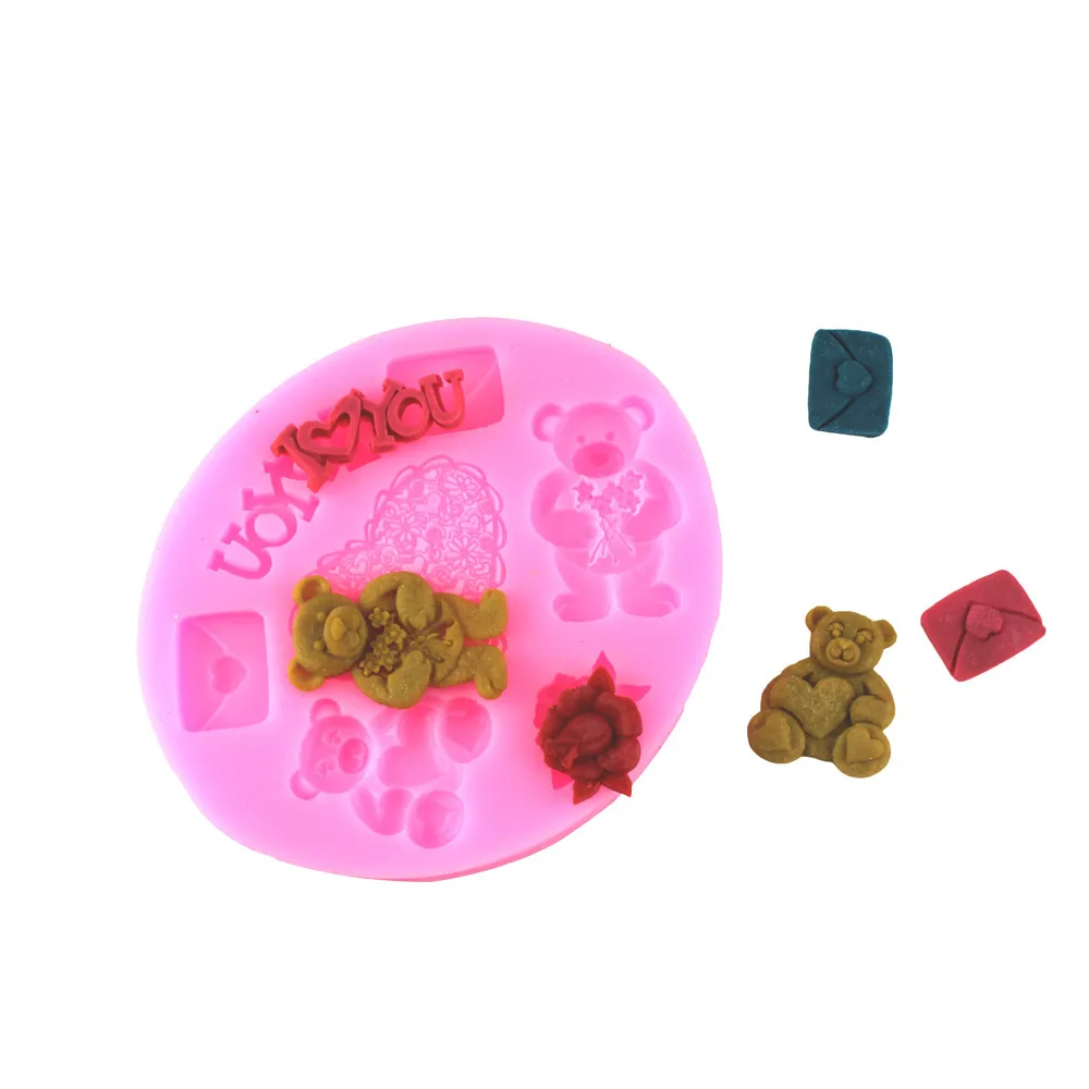 Silicone fondant chocolate mold DIY baking cake decoration bear love envelope taobao 1688 agent