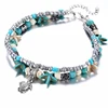 Starfish Turtle Anklets Multiple Layered Beach Turquoise Stone Foot Jewelry Anklets For Women