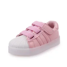 Fashion new style shell-toe design led white kids shoes
