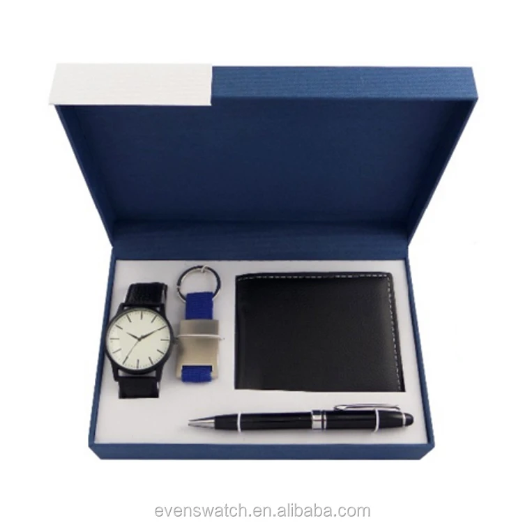 wholesale cheap quartz wrist men gift set watch with pen and