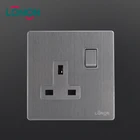 High quality Stainless PC 250V 1 Gang 13A DP electrical 3 Pin Plug wall socket and switch