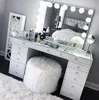 White color Mecor Vanity Makeup Table Set Dressing Table bedroom with Stool and Square Mirror for corner of wall