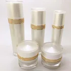 Qunfang pearl white acrylic round cosmetic packaging bottle and jar set