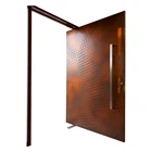Prettywood Futuristic Modern Design Solid Core Luxury Wooden Front Pivot Door With Handle