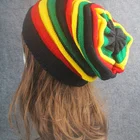 High Quality Customizable Iridescent Women and Men Unisex Beanie Warm Winter Striped Knitted Hat