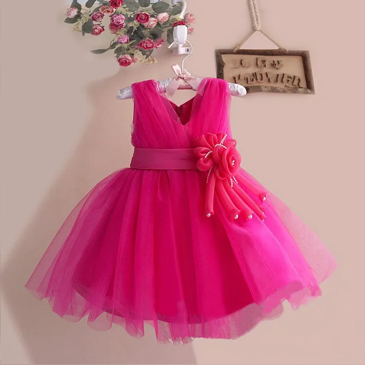 2015 Free shipping sleeveless flower girl dancing dress party baby girl christening dress kids baby birthday Christmas dresses