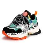 Fashion sport shoes women retro sports shoes thick mesh breathable leather colorful ladies sports shoes wholesale