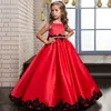EGM147 Red cheap flower wedding party dresses for girls