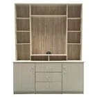 wood tv stand with display stand and glass door