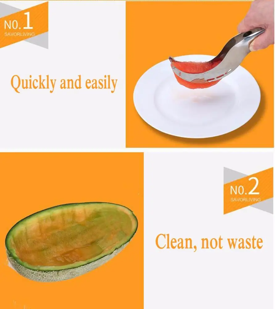 Stainless Steel Melon Slicer Watermelon Knife Melon Cutter Corer Server Splitter Cantaloupe Cutting Seeder Slicer Scoop KC1343